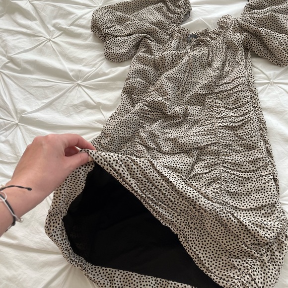 Zara Polka Dot Mini Dress with Puff Sleeves - Picture 7 of 10